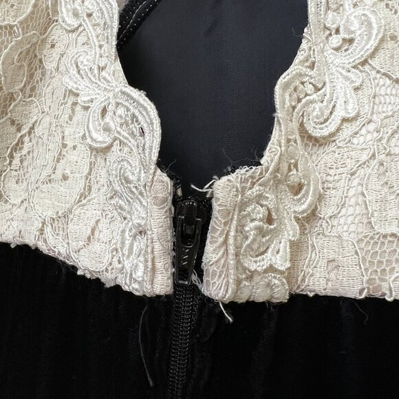 Vtg 90s Scott McClintock Halter Lace Bodice Velvet Bustle Formal Dress 14 READ - Picture 7 of 14